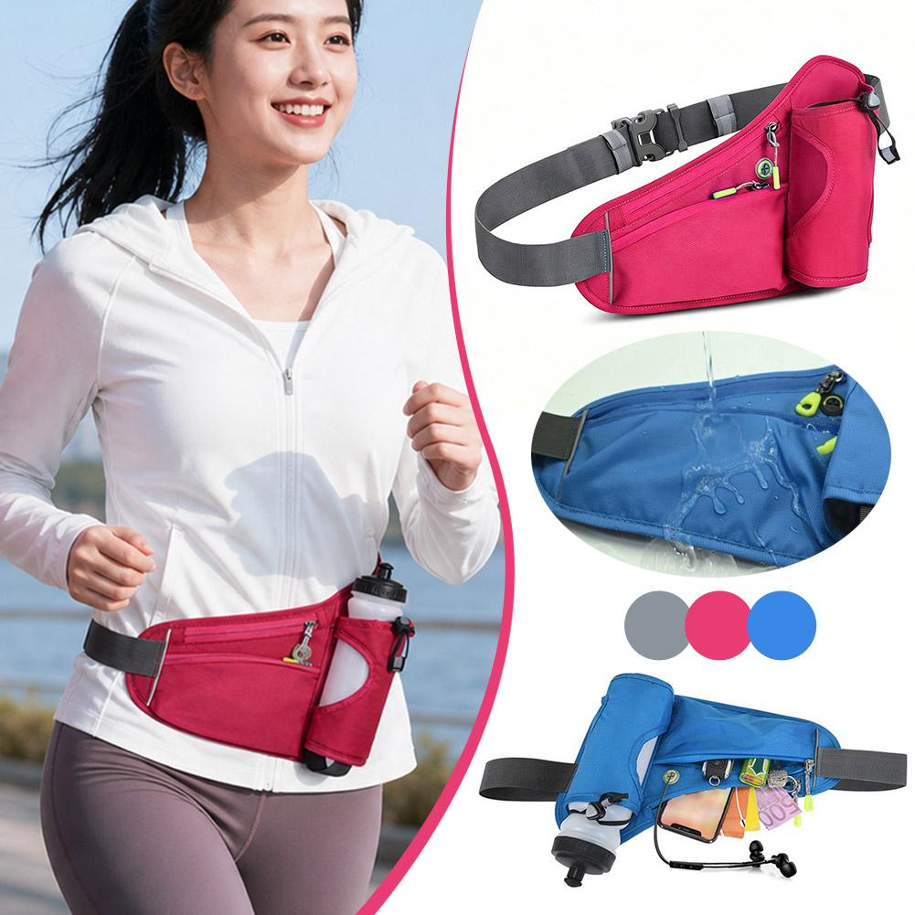 Running Belt Waist - กระเป๋าคาดเอวกันน้ำสำหรับวิ่ง ปรับขนาดได้ พร้อมช่องใส่ขวดน้ำ สำหรับเดินป่า ปั่นจักรยาน และวิ่ง