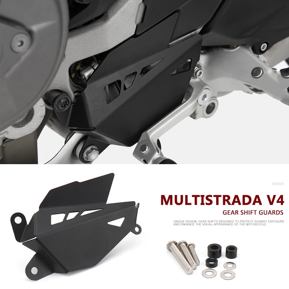 New Gear Running - อุปกรณ์ตกแต่งรถจักรยานยนต์ ตัวป้องกันคันเกียร์สีดำใหม่ สำหรับ Ducati Multistrada V4